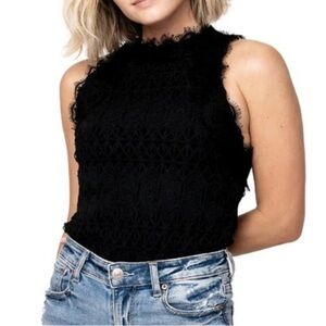 NWT Gibson Look guipure lace thong bodysuit sleeveless top M